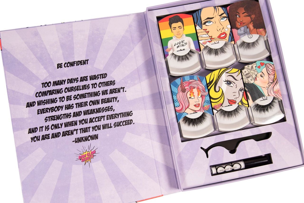 Bam Glam Beauty Lash Book (6 Piece Set + Lash Glue and Lash Applicator)